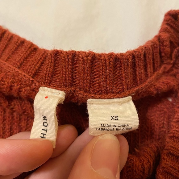 Anthropologie Moth Sweater Dress with High Side Slits in Burnt Red Orange - Picture 6 of 11